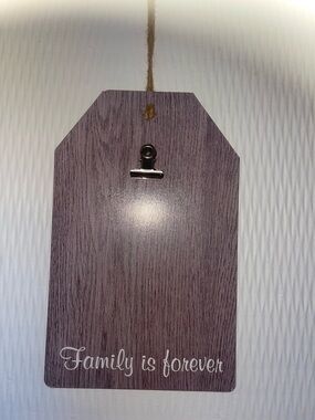 Family Is Forever Wooden Photo Clip Sign - Purple Wood Tone